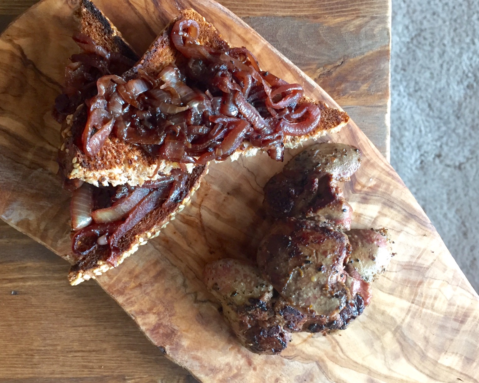 peasant’s foie gras – chicken liver with red wine onion on toast