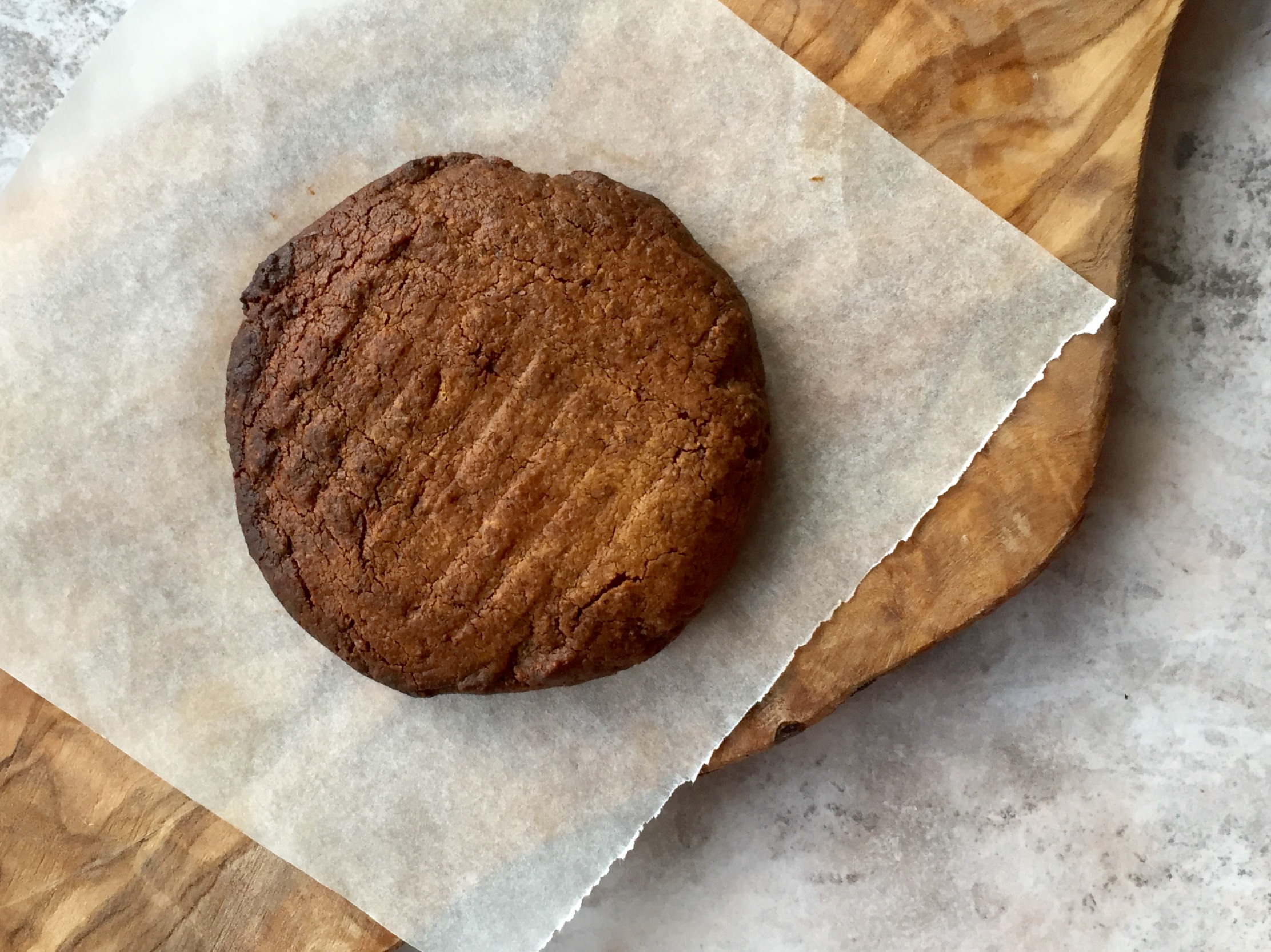Giant peanut butter duck fat cookie for one