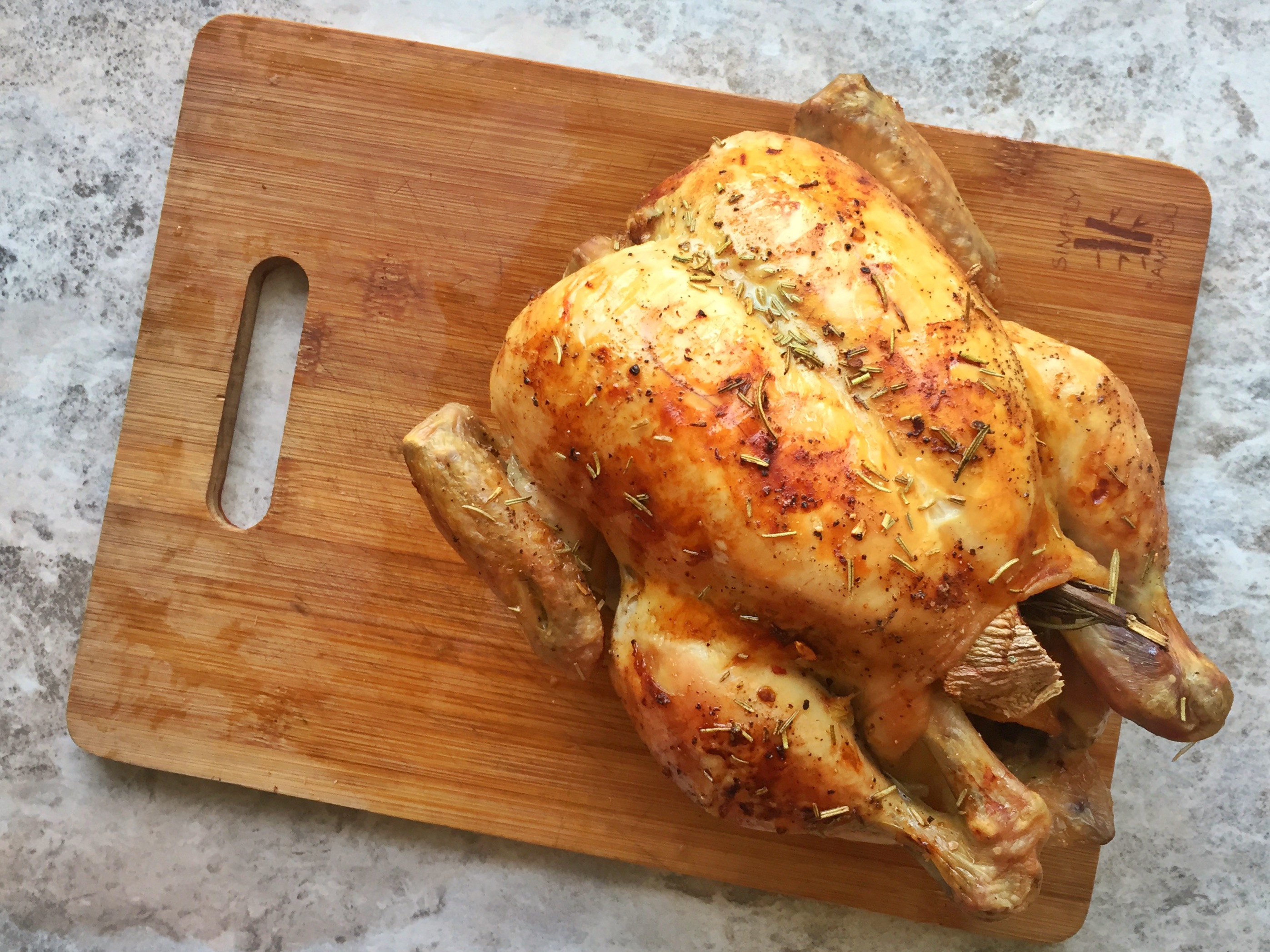 Lemon rosemary roasted chicken with rustic ratatouille